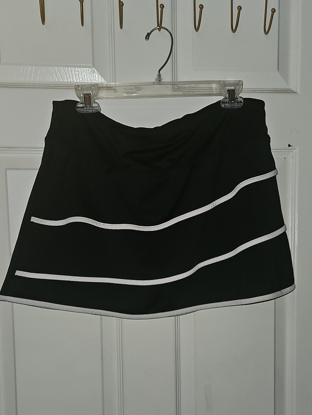 BCBG Black Skort with White Diagonal Stripe Detail